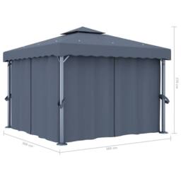 Berkfield Home Gazebo with Curtain 3x3 m Anthracite Aluminium in Dark Grey - thumbnail 6