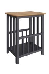 FWStyle Oak Magazine Rack Table Graphite Blue Ready Assembled in Dark Blue - thumbnail 4