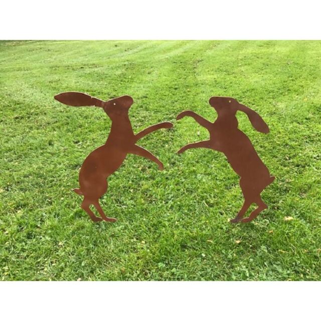Poppyforge Fenland Hare's 2Pc. - Steel - W39 x H45.7 cm - Powder Coated Black in Brown - image 1
