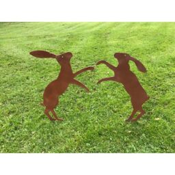 Poppyforge Fenland Hare's 2Pc. - Steel - W39 x H45.7 cm - Powder Coated Black in Brown - thumbnail 2