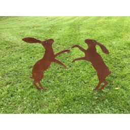 Poppyforge Fenland Hare's 2Pc. - Steel - W39 x H45.7 cm - Powder Coated Black in Brown