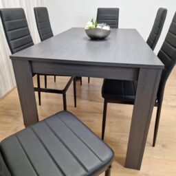 KOSY KOALA Modern Grey Dining Table Set with 4 Grey Velvet Chairs & 1 Bench - Dining Room Furniture Set in Brown - thumbnail 4