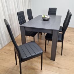 KOSY KOALA Modern Grey Dining Table Set with 4 Grey Velvet Chairs & 1 Bench - Dining Room Furniture Set in Brown - thumbnail 5