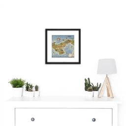 Artery8 Map Herman 1941 Panama Canal Pictorial 8X8 Inch Square Wooden Framed Wall Art Print Picture with Mount in Black - thumbnail 2