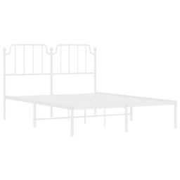 Berkfield Home Metal Bed Frame with Headboard White 135x190 cm Double - thumbnail 4