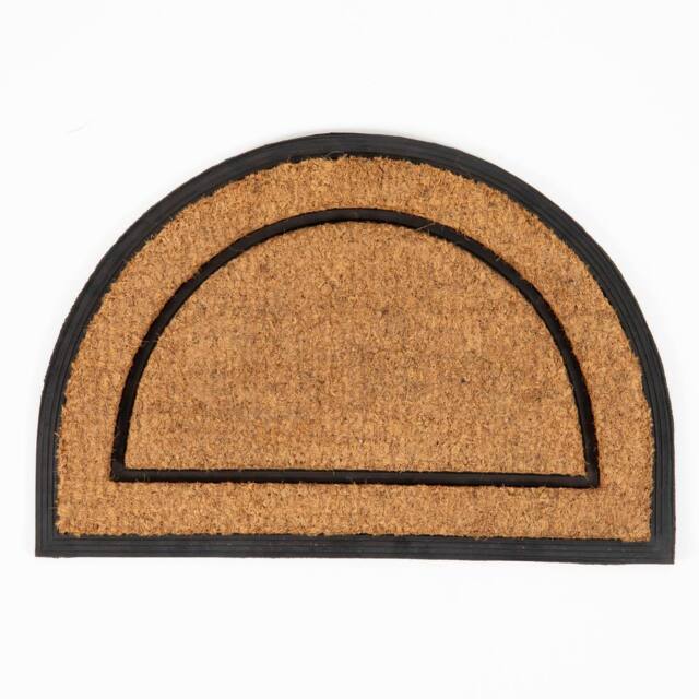 Esselle Chadderton Border Rubber & Coir Brush Half Mat in Natural - Size: 40 cm x 60 cm - image 1