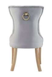 Orsina Black Buttoned Dining Chair, Button Tufted Accent Chair, Upholstered Seat With Wooden Legs, Decorative Chair in Grey - thumbnail 6