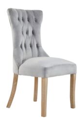 Orsina Black Buttoned Dining Chair, Button Tufted Accent Chair, Upholstered Seat With Wooden Legs, Decorative Chair in Grey - thumbnail 7