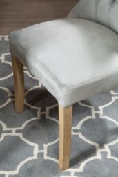 Orsina Black Buttoned Dining Chair, Button Tufted Accent Chair, Upholstered Seat With Wooden Legs, Decorative Chair in Grey - thumbnail 3