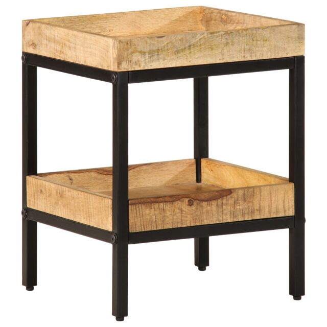 Berkfield Home Side Table 35x35x45 cm Solid Wood Rough Mango in Brown - Size: 35 x 35 x 45 cm - image 1