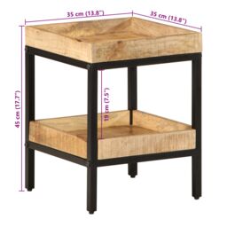 Berkfield Home Side Table 35x35x45 cm Solid Wood Rough Mango in Brown - Size: 35 x 35 x 45 cm - thumbnail 9