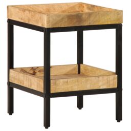 Berkfield Home Side Table 35x35x45 cm Solid Wood Rough Mango in Brown - Size: 35 x 35 x 45 cm - thumbnail 2
