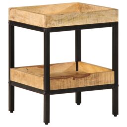 Berkfield Home Side Table 35x35x45 cm Solid Wood Rough Mango in Brown - Size: 35 x 35 x 45 cm - thumbnail 1