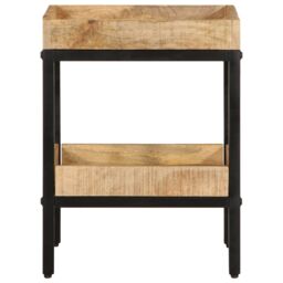 Berkfield Home Side Table 35x35x45 cm Solid Wood Rough Mango in Brown - Size: 35 x 35 x 45 cm - thumbnail 4