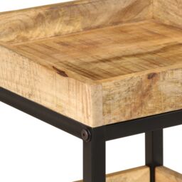 Berkfield Home Side Table 35x35x45 cm Solid Wood Rough Mango in Brown - Size: 35 x 35 x 45 cm - thumbnail 5