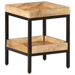 Berkfield Home Side Table 35x35x45 cm Solid Wood Rough Mango in Brown - Size: 35 x 35 x 45 cm - thumbnail 3