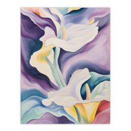 "Artery8 Wall Art Print Abstract Calla Lily Flowers Watercolour Painting Poster in Purple - Size: W18"" x H24""" - thumbnail 1