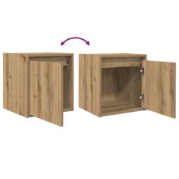 Berkfield Home Wall-Mounted Bedside Cabinet Artisan Oak 38x34x40 cm in Brown - Size: 38 x 34 x 40 cm - thumbnail 9