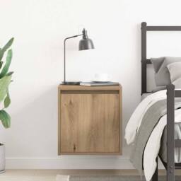 Berkfield Home Wall-Mounted Bedside Cabinet Artisan Oak 38x34x40 cm in Brown - Size: 38 x 34 x 40 cm - thumbnail 3