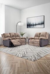 More4Homes Postana Electric Recliner Jumbo Cord 2+3 Seater Sofa Set in Brown - thumbnail 1