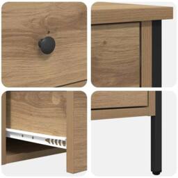 Berkfield Home Bedside Cabinet Artisan Oak 40x42x50 cm Engineered Wood in Beige - Size: 40 x 42 x 50 cm - thumbnail 9