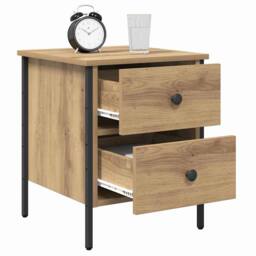 Berkfield Home Bedside Cabinet Artisan Oak 40x42x50 cm Engineered Wood in Beige - Size: 40 x 42 x 50 cm - thumbnail 3