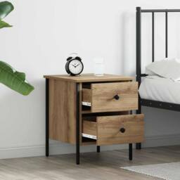 Berkfield Home Bedside Cabinet Artisan Oak 40x42x50 cm Engineered Wood in Beige - Size: 40 x 42 x 50 cm - thumbnail 4
