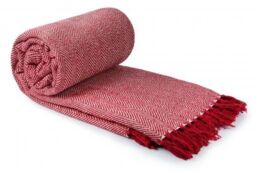 New Edge Blinds Hartley Collection Cotton Throw in Red - Size: 127 cm x 152 cm - thumbnail 4