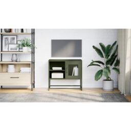 Berkfield Home TV Cabinet Olive Green 68x39x60.5 cm Steel - thumbnail 3