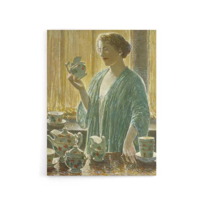 "Artery8 Strawberry Tea Set Domestic Scene Hassam Canvas Wall Art Print - Size: W12"" x H16""" - image 1