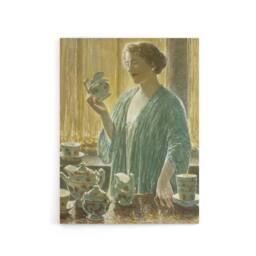 "Artery8 Strawberry Tea Set Domestic Scene Hassam Canvas Wall Art Print - Size: W12"" x H16""" - thumbnail 1