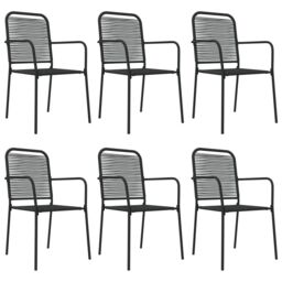 Berkfield Home 7 Piece Garden Dining Set Black Cotton Rope & Steel - thumbnail 4