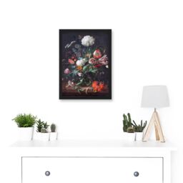 Artery8 Jan Davidsz De Heem Vase Of Flowers Floral Artwork Framed Wall Art Print A4 in Black - thumbnail 2