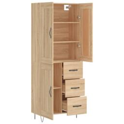 Berkfield Home Highboard Sonoma Oak 69.5x34x180 cm Engineered Wood in Light Brown - thumbnail 4
