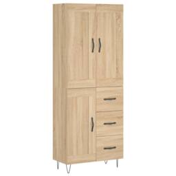 Berkfield Home Highboard Sonoma Oak 69.5x34x180 cm Engineered Wood in Light Brown - thumbnail 1