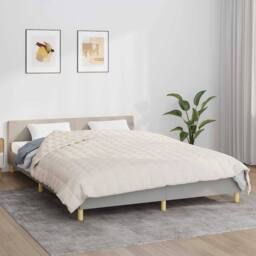 Berkfield Home Weighted Blanket Light Cream 200x225 cm 9 kg Fabric - thumbnail 2