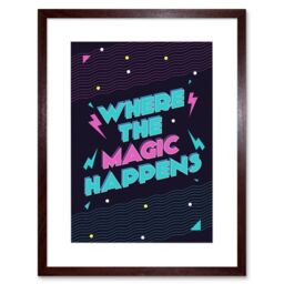 "Artery8 Wall Art Print Disco Kitchen Magic Happens Art Framed 9x7 inch in Brown - Size: W7"" x H9""" - thumbnail 1