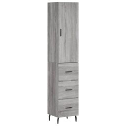 Berkfield Home Highboard Grey Sonoma 34.5x34x180 cm Engineered Wood - thumbnail 2