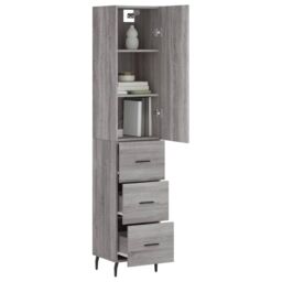 Berkfield Home Highboard Grey Sonoma 34.5x34x180 cm Engineered Wood - thumbnail 3