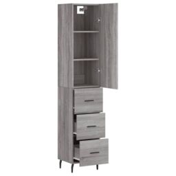 Berkfield Home Highboard Grey Sonoma 34.5x34x180 cm Engineered Wood - thumbnail 4