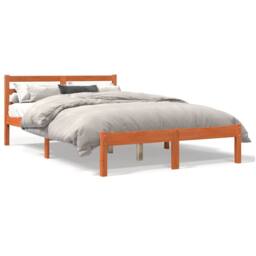 Berkfield Home Beautiful Bed Frame Frame with Headboard Wax Brown 160x200 cm Sol - Size: King - thumbnail 3