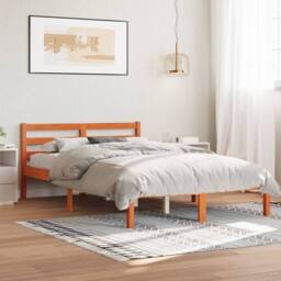 Berkfield Home Beautiful Bed Frame Frame with Headboard Wax Brown 160x200 cm Sol - Size: King - thumbnail 2