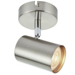 Loops Adjustable Ceiling / Wall Spotlight Satin Chrome Round GU10 Kitchen Downlight - thumbnail 1