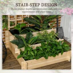 NESTLUNE 3 Tier Wooden Garden Planters with Trellis in Natural - Size: 1.25kg - thumbnail 5