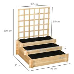 NESTLUNE 3 Tier Wooden Garden Planters with Trellis in Natural - Size: 1.25kg - thumbnail 2