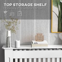 HOMCOM Radiator Cover Painted Slatted MDF Cabinet Lined Grill S/M/L in White - thumbnail 6