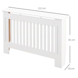 HOMCOM Radiator Cover Painted Slatted MDF Cabinet Lined Grill S/M/L in White - thumbnail 3