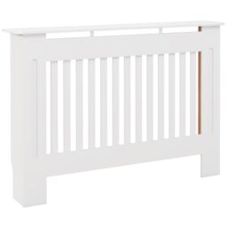 HOMCOM Radiator Cover Painted Slatted MDF Cabinet Lined Grill S/M/L in White - thumbnail 2