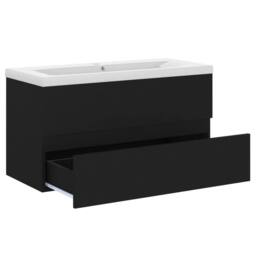 Berkfield Home Sink Cabinet with Built-in Basin Black Engineered Wood - thumbnail 4