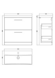 Balterley Bathroom Floor Standing 2-Drawer Vanity & Basin, Midnight Blue, 800mm in Blue - thumbnail 2